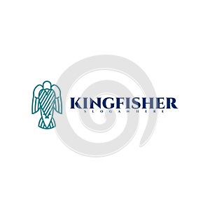 Kingfisher bird logo line vector design