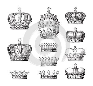 Crown collection / vintage vector illustration