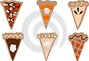 Pumpkin Pie Slice Vector Illustration set on white background.