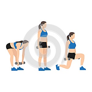 Woman doing Deadlift to lunge exercise.