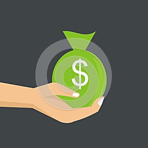 Illustration vector graphic of hand holding a dollar bill