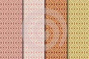 Collection of square geometric seamless pattern in soft background