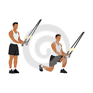 Man doing TRX Reverse lunges exercise.