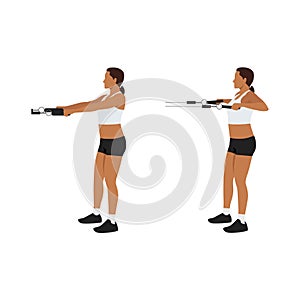 Woman doing Upper back farmers Resistance band