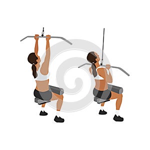 Woman doing Close grip lat pulldowns.