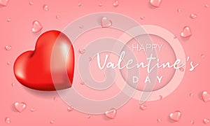 Big red heart on pink background with small hearts as background for cards poster banners valentines dayB photo