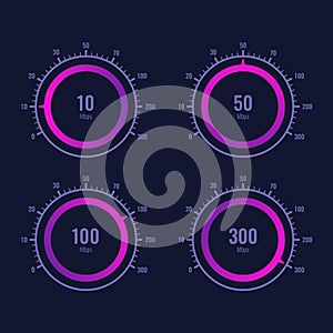 Speedometer internet speed level indicator vector design