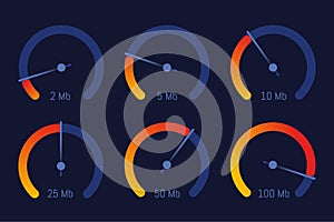 Speedometer internet speed level indicator vector illustration and design