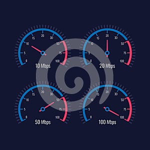 Speedometer internet speed level indicator vector illustration and design