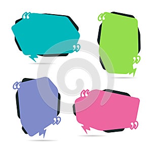 Quotes frames for idea and quotation. Talk remark quotation frames, citation memo or dialog box bubble template vector