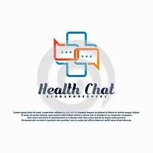 Health chat logo vector design with plus sign.