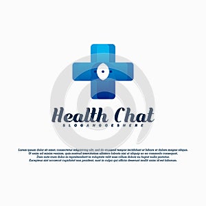 Health chat logo vector design with plus sign.
