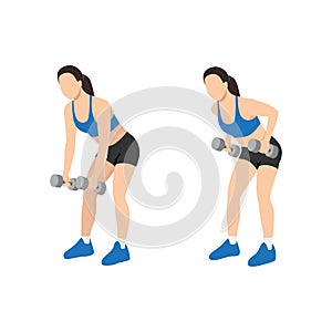 Woman doing Dumbbell bent over row exercise photo
