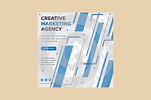 Social media template design for creative marketing agency post.