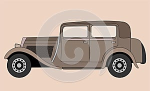 Classic 1930`s European design car vector illustration photo