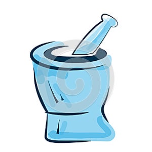 Mortar and pestle out line simple vector illustrations