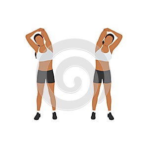 Woman doing Triceps stretch exercise flat vector