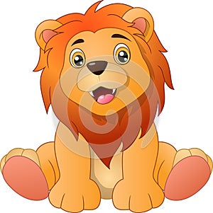 Cute lion cartoon sitting on white background