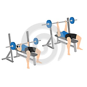 Man doing Close grip bench press exercise.