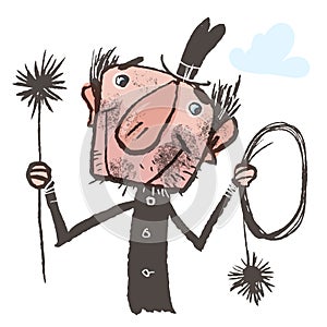 Happy chimney sweeper. Vector illustration.