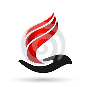 Fire flame save energy logo icon Isolated white background emoticon of flame symbol orange and red flame,