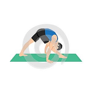 Man doing intense side stretch pose parsvottanasana exercise.
