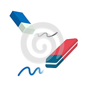 Rubber eraser ink and pencil remove vector