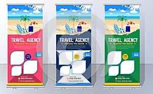 Travel Business agency Roll Up. Truism Standee Banner. digital Roll Up Banner. Holiday x-stand Banner. photo