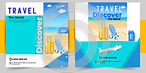 Travel and tour social media cover or web banner. Travel agency World travel banner. company promotion Holiday Adventure Template. photo