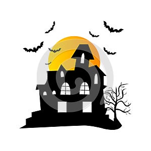 design illustrasi haunted house hallowen photo