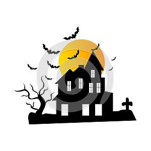 design illustrasi haunted house hallowen photo