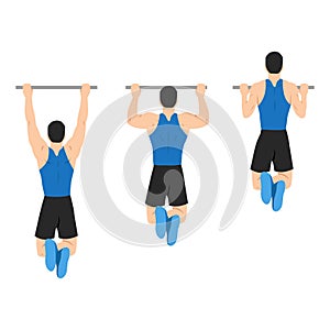 Man doing Lat pulldown pull ups exercise.