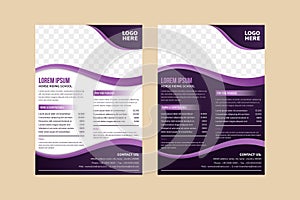 horse riding school flyer template design use combination purple gradient and white colors