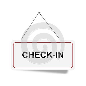 Check in tag on white