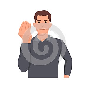 Young man doing bellissimo hand gesture. Flat vector