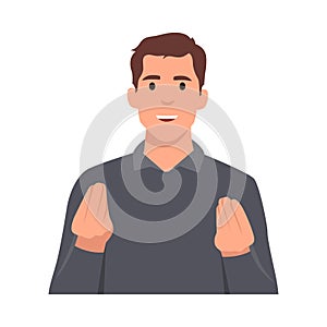 Young man doing bellissimo hand gesture. Flat vector