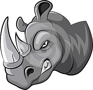 Cartoon angry rhino head mascot