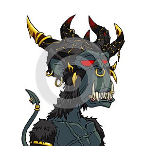 Devil mutant ape yacht club illustration from hell. Demon monkey vector art
