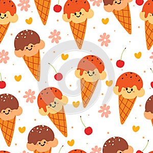 seamless pattern cartoon dessert. cute food wallpaper for textile, gift wrap paper