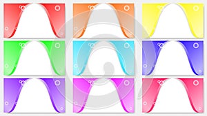 sets of abstract red, orange, yellow, green, blue, purple, pink and white background design with bubbles