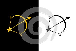 Bow and Arrow gold logo design icon template element vector