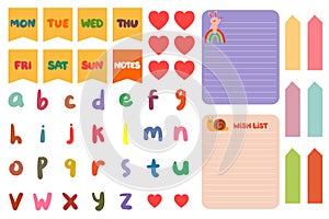 cute planner stickers, alphabet sticker, note, tape, for student note, for scrapbook and diary