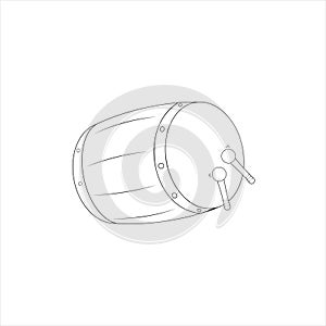 Illustration vector graphic of outline drum with a brown beater