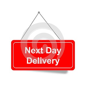 next day delivery sign on white