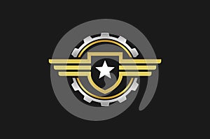 shield gear wing star logo