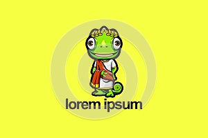 Chameleon dressed toga cartoon character vector logo template