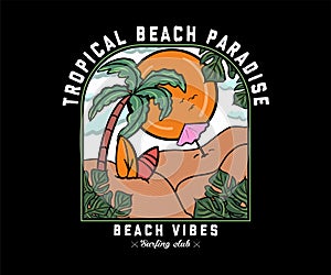 Tropical Beach Paradise Print t shirt graphics design. photo
