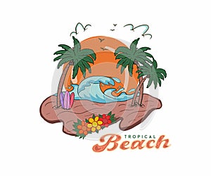 Tropical Beach Paradise graphics design. photo