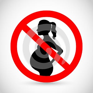 Pregnan woman - drinking, alcohol forbidden vector sign