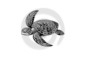 Turtle silhouette vector art illustration